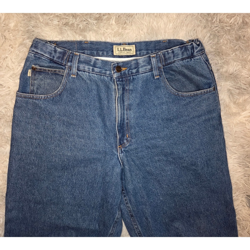 LL Bean Mens Double L Relaxed Straight Blue Denim Jeans 34x29 Medium Wash - Picture 4 of 8